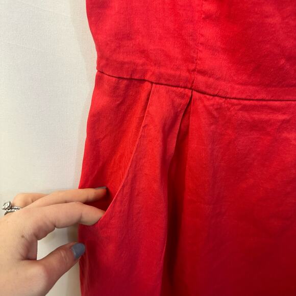 Theory Pink Strapless Linen Blend Pockets Mini Dress Sundress Cocktail 6 - Picture 5 of 6